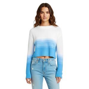 Abound Womens Sweater Ombre Sz XS Long Sleeve Knit Blue White Soft Girl Ribbed